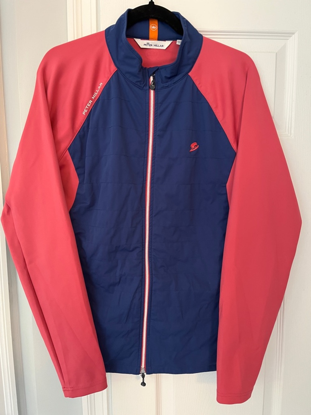 Peter Millar Navy & Coral Full-Zip Hyperlight Merge Performance Golf Jacket Sz M